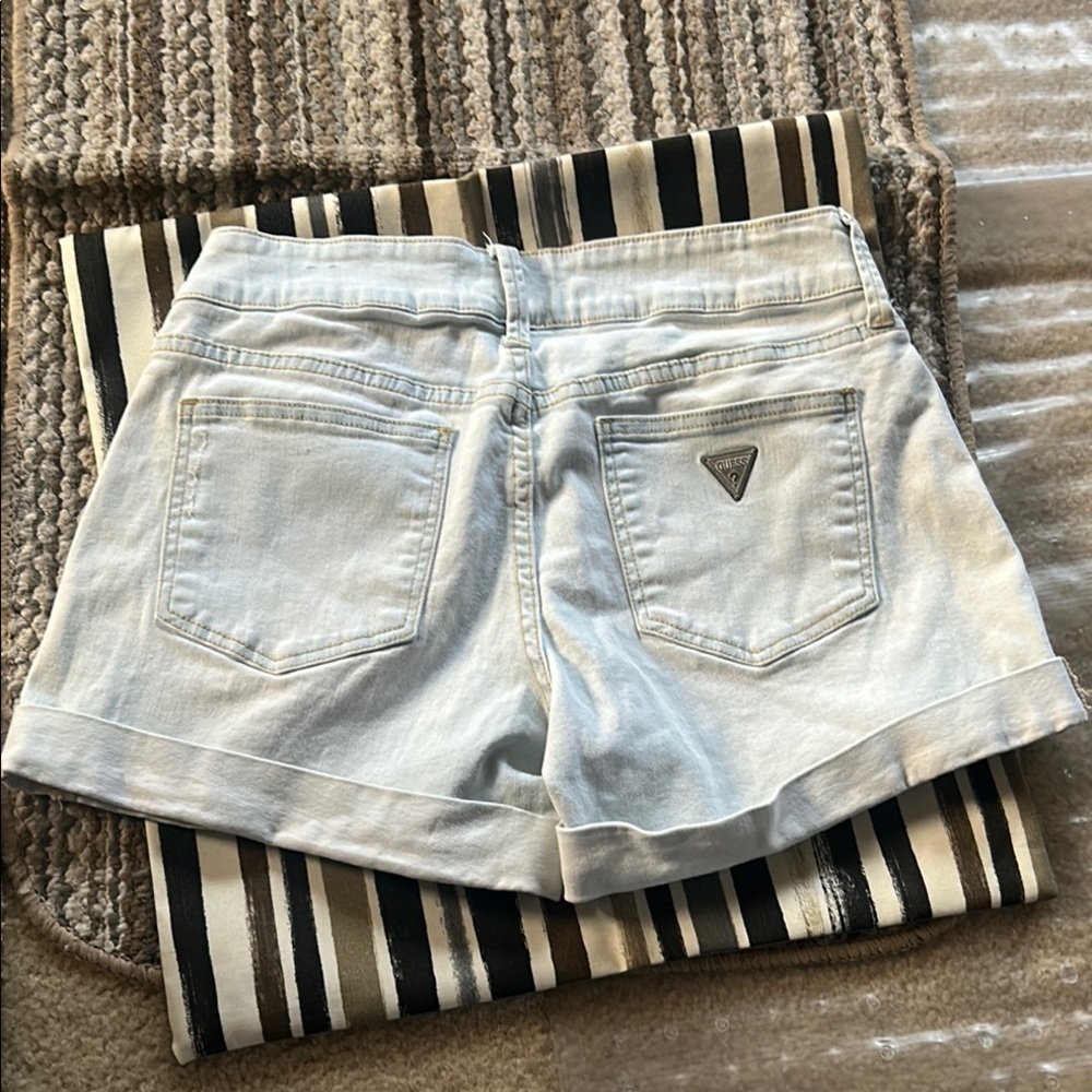 Guess Light Blue Ripped Jean Shorts - Picture 3 of 6